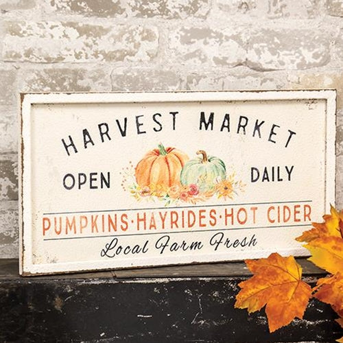 Harvest Market Open Daily Pumpkin Metal Sign