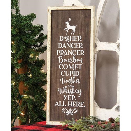 Dasher Dancer Prancer Bourbon Wood Sign