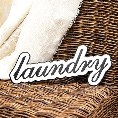 Laundry Black and White Metal Sign