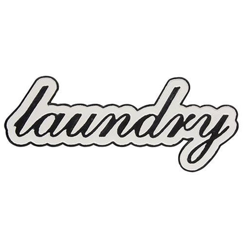 Laundry Black and White Metal Sign