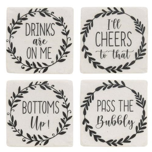4/Set Pass The Bubbly Resin Coasters