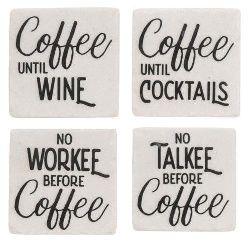 4/Set No Talkee Before Coffee Resin Coasters