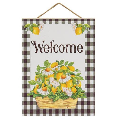 Welcome Daisy & Lemons Basket Hanging Sign