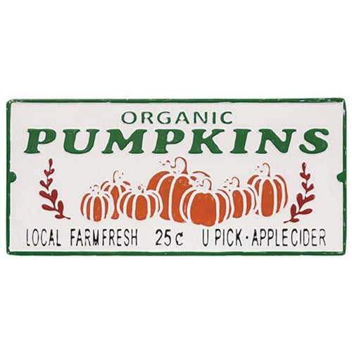 Organic Pumpkins Distressed Metal Sign