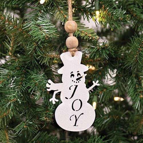 Joy Cutout Snowman Ornament