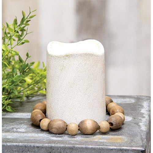 Wooden Round & Oval Bead Candle Ring