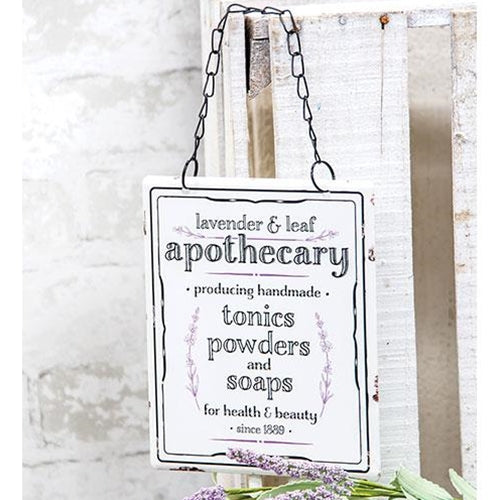 Lavender & Leaf Apothecary Hanging Metal Sign