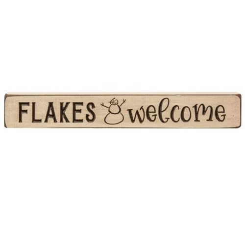 Flakes Welcome Engraved Block 12" Auth. White