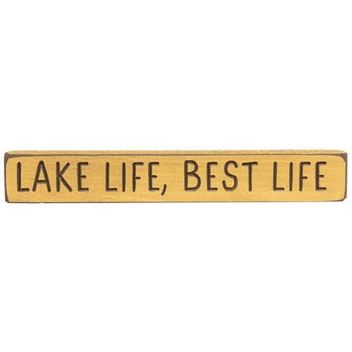 Lake Life Best Life Engraved Block 12"