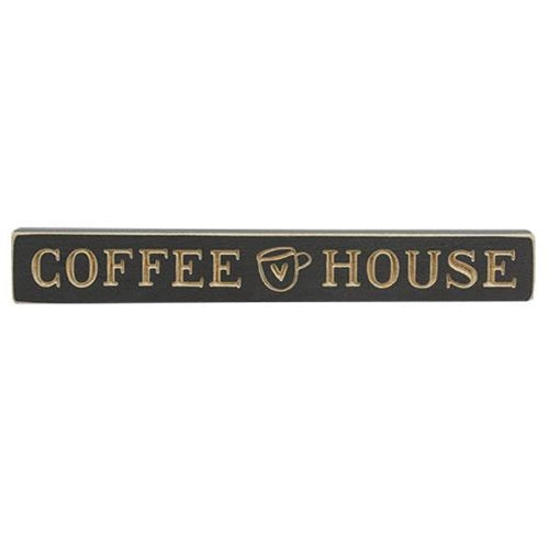 Coffee House w/Heart Cup Engraved Block 12"