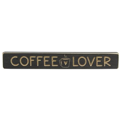 COFFEE LOVER w/Heart Mug Engraved Block 12"