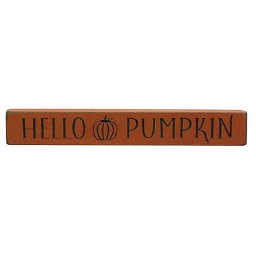 Hello Pumpkin Engraved Block 12"