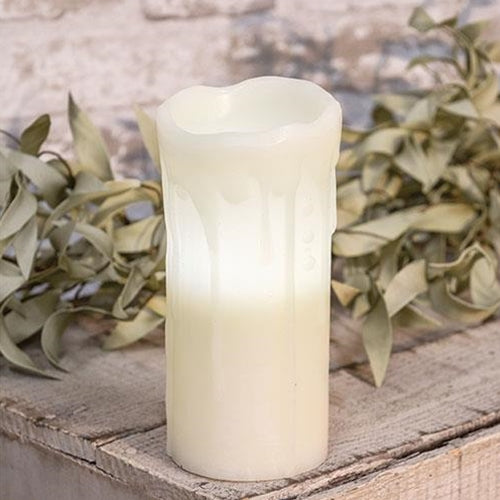 White Drip Pillar Candle 3" x 7"