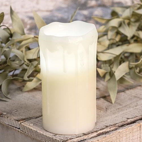 White Drip Pillar Candle 3" x 6"