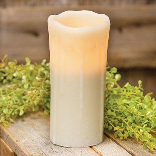 White Dripped Pillar Candle 7 inch