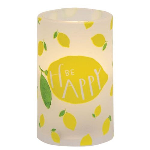 Be Happy Lemon Timer Pillar 3" x 5"