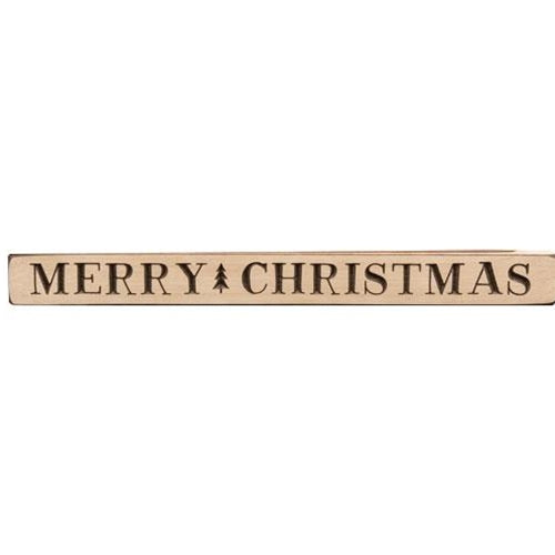 Merry Christmas Engraved Block Auth. White 18"