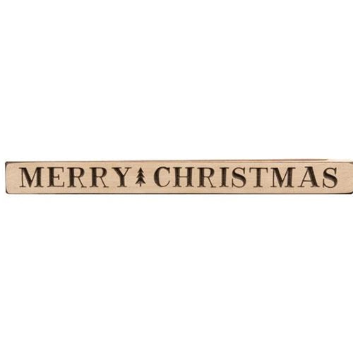 Merry Christmas Engraved Block Auth. White 18"