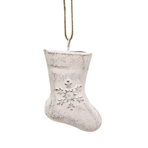 Shabby Chic Snowflake Embossed Metal Stocking Ornament
