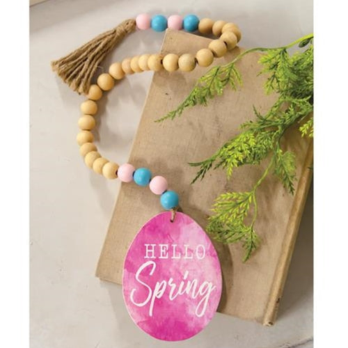 Hello Spring Wood Bead Garland w/Easter Egg