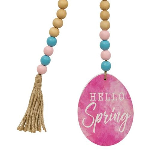 Hello Spring Wood Bead Garland w/Easter Egg