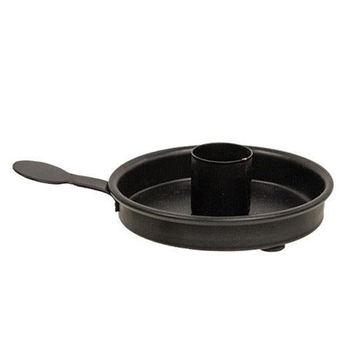 Metal Tab Taper Candle Holder Black