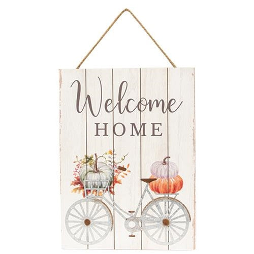 Welcome Home Pumpkin Bicycle Pallet Sign