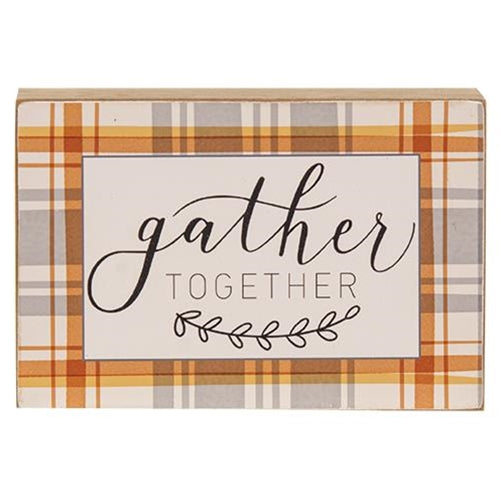 Gather Together Plaid Box Sign