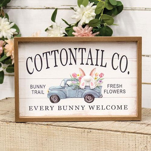 Cottontail Co Bunny Truck Wood Framed Sign