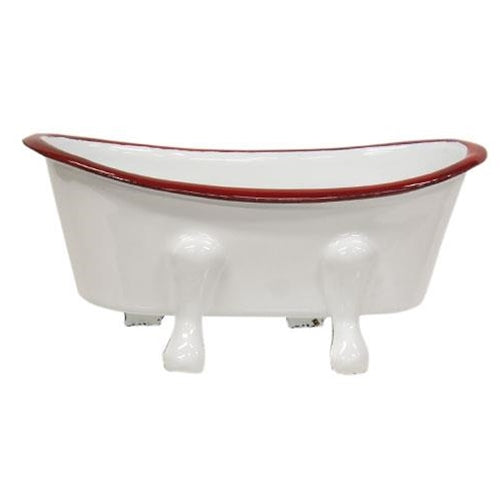 Red Rim Enamel Tub Soap Dish