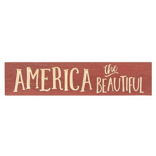 America the Beautiful Engraved Sign Barn Red 24"