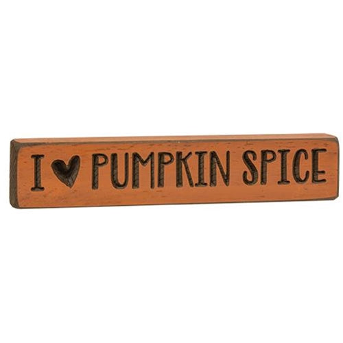 I Heart Pumpkin Spice Engraved Block 9"