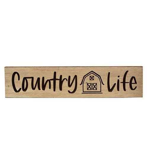 Country Life w/Barn Engraved Sign 24" x 5.5"