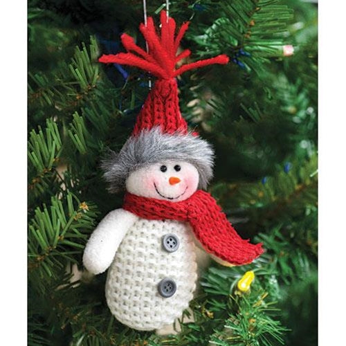 ^Snowman Ornament w/Red Scarf & Hat