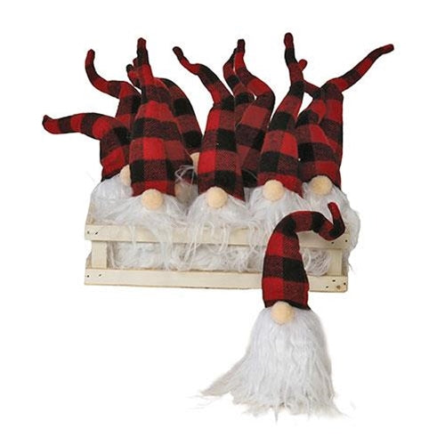 Red & Black Buffalo Check Santa Gnome Ornament