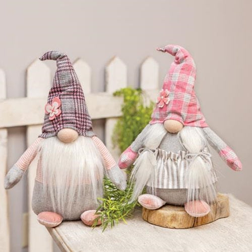 Mr. or Mrs. Gnome Flower Hat Garden Gnome 2 Asstd.