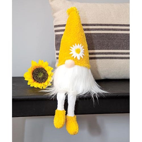 Fuzzy Yellow Flower Gnome w/Dangle Legs