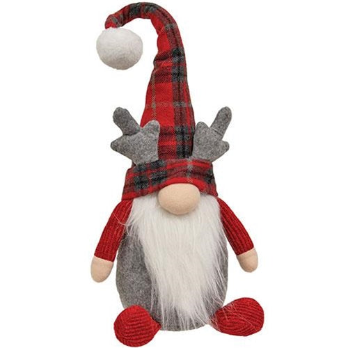 Winter Plaid Reindeer Gnome