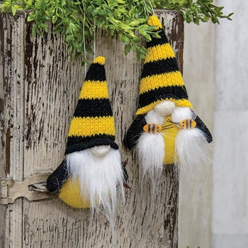 Mr. & Mrs. Gnome Bee Plush Ornament 2 Asstd.