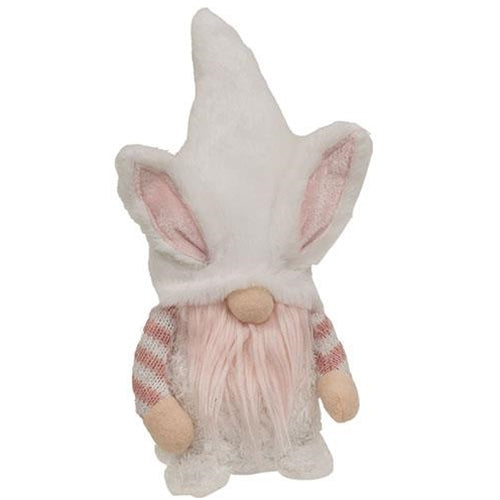 Fuzzy Pink Striped Gnome Bunny