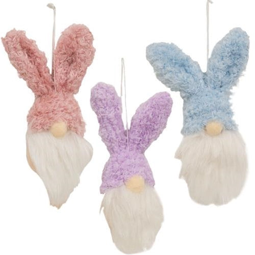 Fuzzy Gnome Bunny Ornament 3 Asstd.