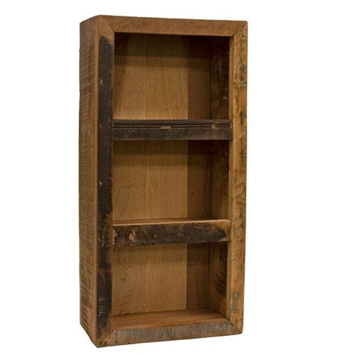 Reclaimed Wood Three Cubby Wall Shelf