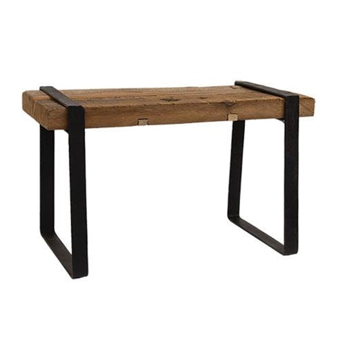 Wooden Farmhouse Stool w/Metal Legs