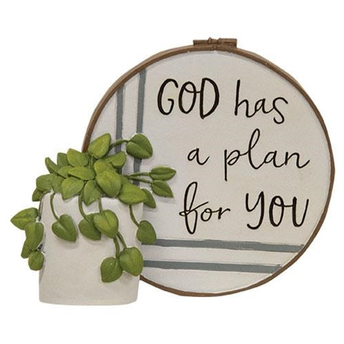 God Has a Plan For You Resin Stitchery Figurine