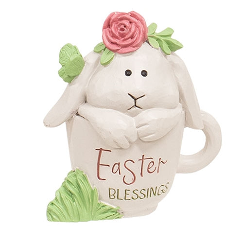 Easter Blessings Resin Bunny in Teacup