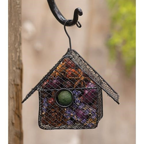 Wire Birdhouse Ornament w/Lavender Fields Potpourri