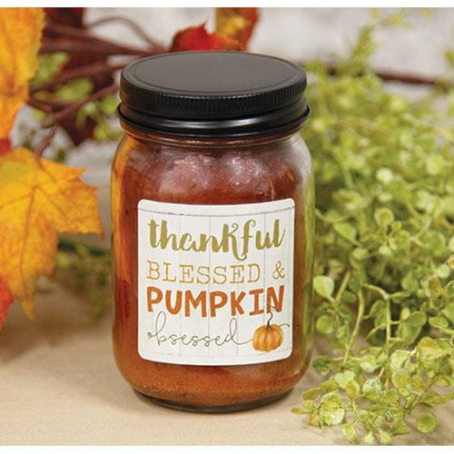 Thankful Blessed & Pumpkin Obsessed Pumpkin Spice Pint Jar Candle