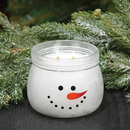 Twisted Peppermint Snowman Jar Candle