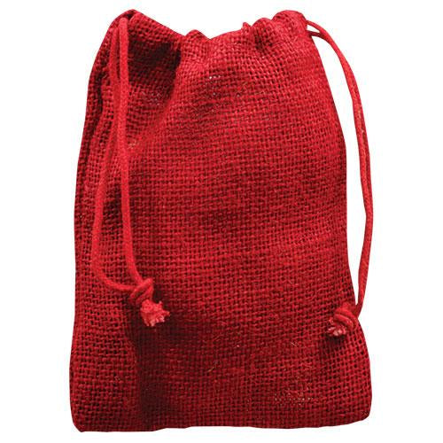 Red Burlap Drawstring Bag 4x6