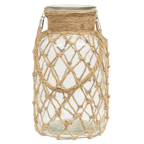 Medium Glass Vase with Rope Net